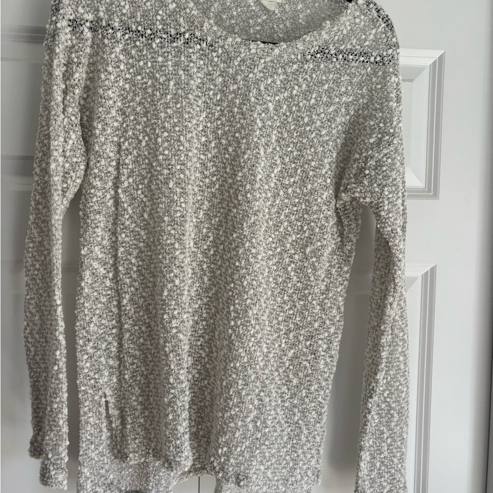 Gray Textured Knit Sweater